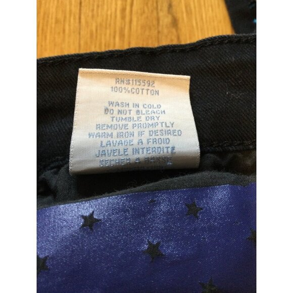 Robins Jeans Mens Black & Blue Moto Zippered Pants Size 36 Embellished - Picture 6 of 11